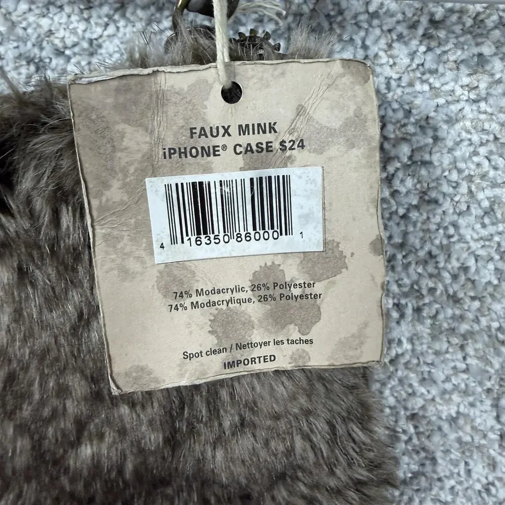 Restoration Hardware Faux Mink Fur IPhone 4 Case Wristlet Pouch Old Money Chic